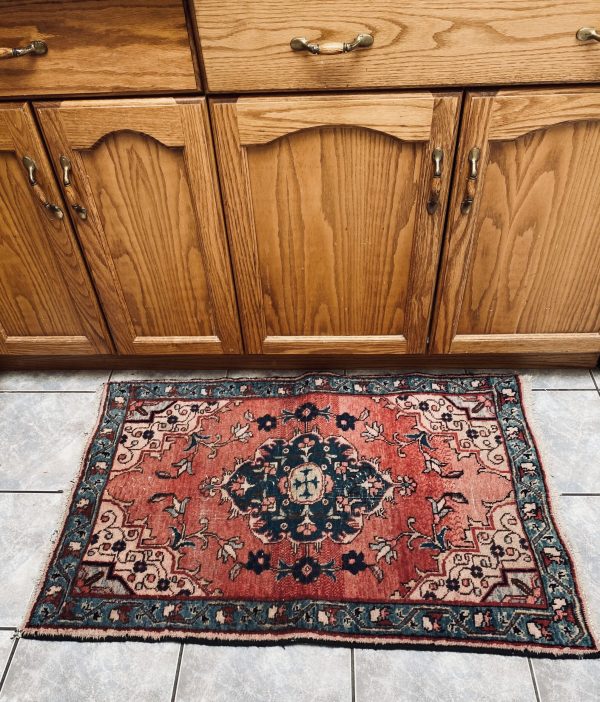 Vintage Accent Rug, Floral Rug, Kitchen, Entryway, 3.5*2.3 Ft - Image 4