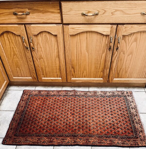 Vintage Accent Rug, Orange Rug, Kitchen, Bath Rug - Image 6