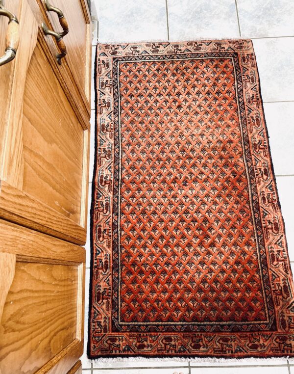 Vintage Accent Rug, Orange Rug, Kitchen, Bath Rug - Image 9