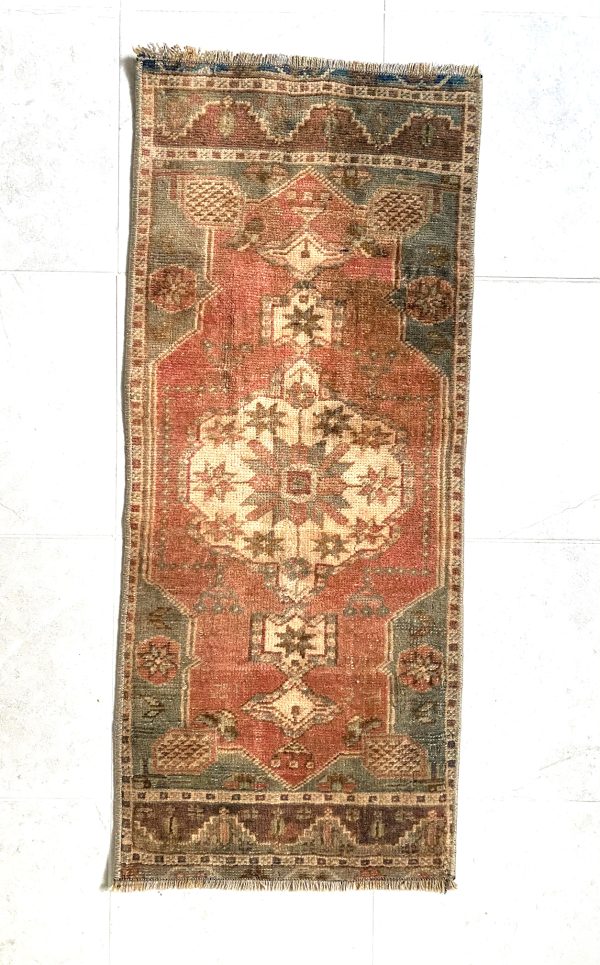 Vintage Turkish Rug, Door Mat, Vanity Rug