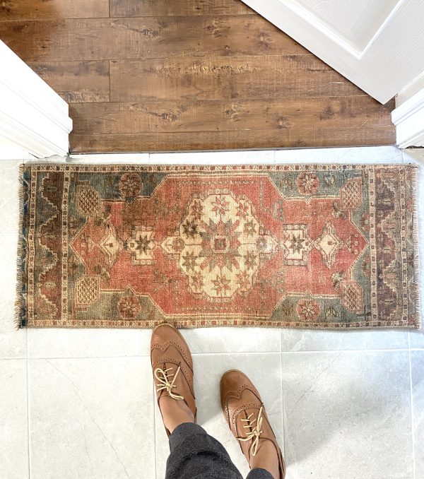 Vintage Turkish Rug, Door Mat, Vanity Rug - Image 3