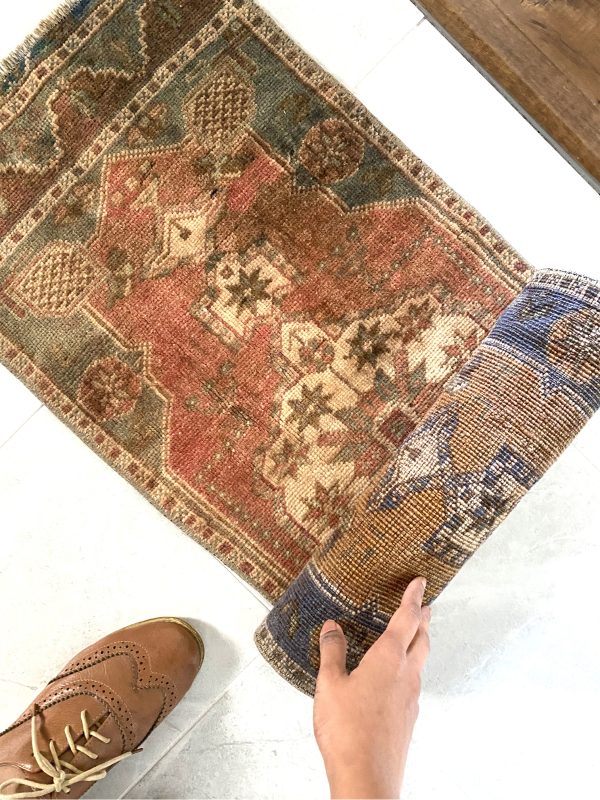 Vintage Turkish Rug, Door Mat, Vanity Rug - Image 4