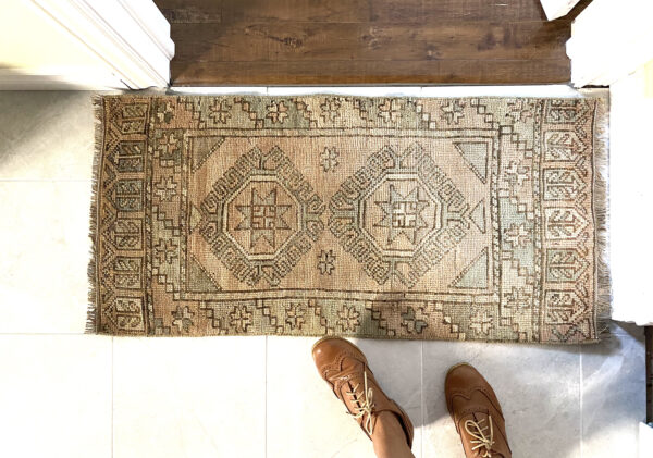 Vintage Turkish Small Rug, Bathroom Rug, Kitchen Rug, Door Mat - Image 3