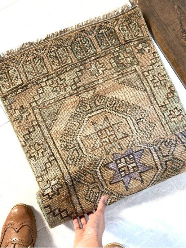 Vintage Turkish Small Rug, Bathroom Rug, Kitchen Rug, Door Mat - Image 4