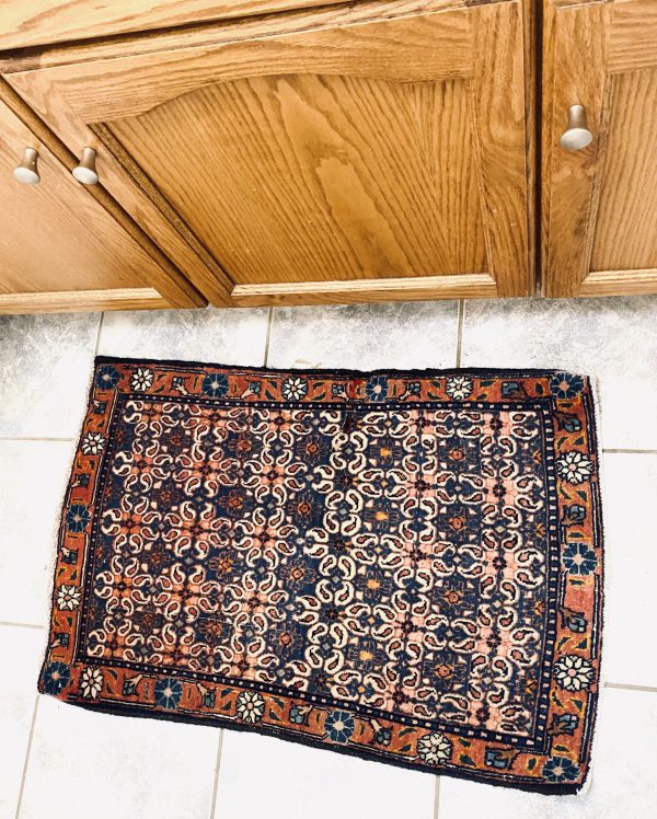 Vintage Boteh Rug, Blue boteh motif,2.7’ * 1.10’ feet - Image 2