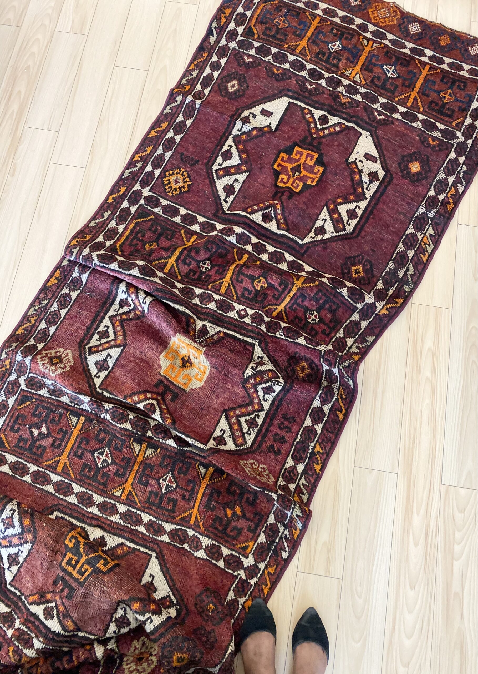 Vintage Aztec Rug, Small Turkish Rug, Mini Door Mat, 2.9 * 1.3 Ft